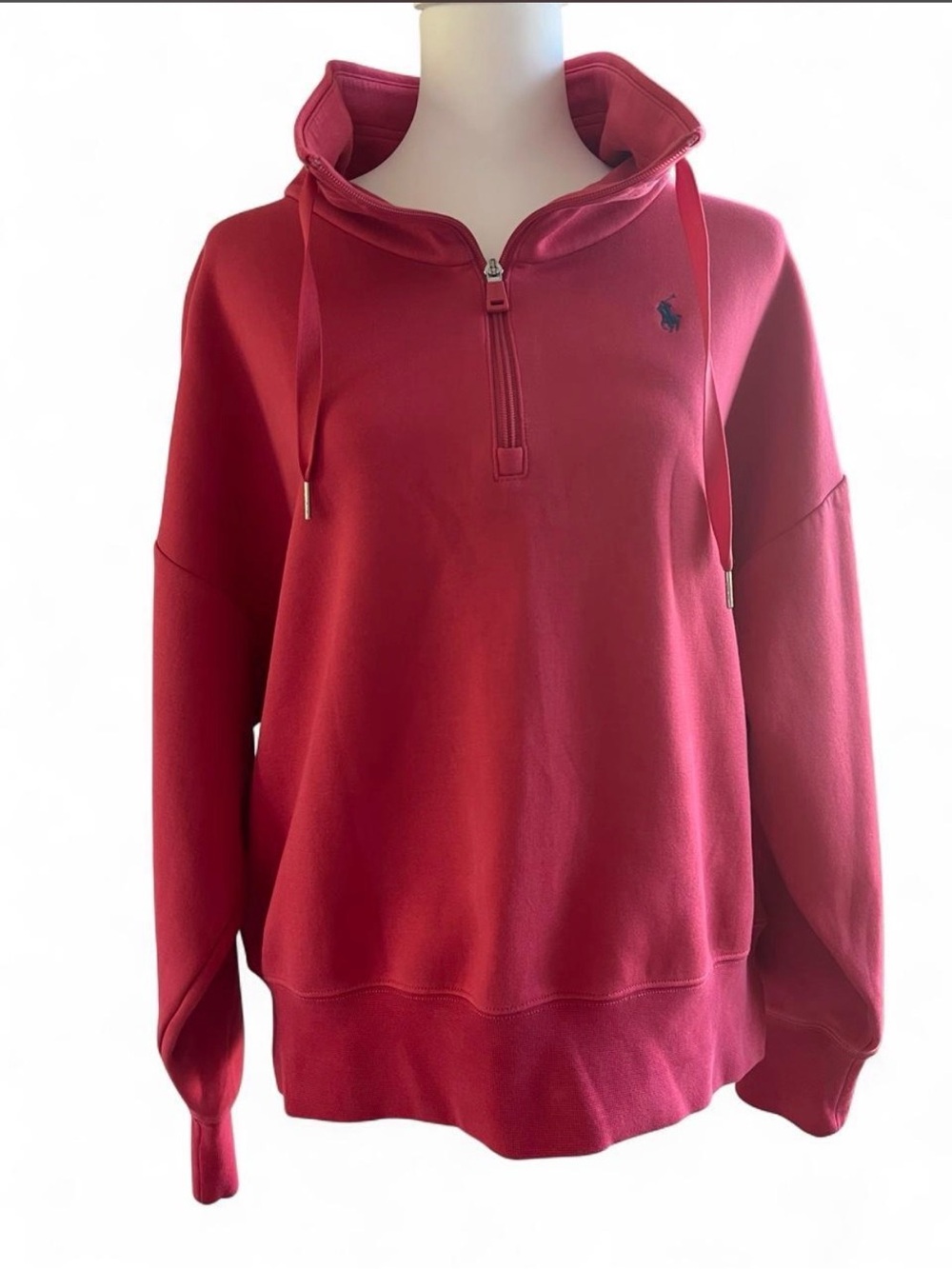 Polo Ralph Lauren Women's Pink Quarter-Zip Pullover Sweatshirt Size Large